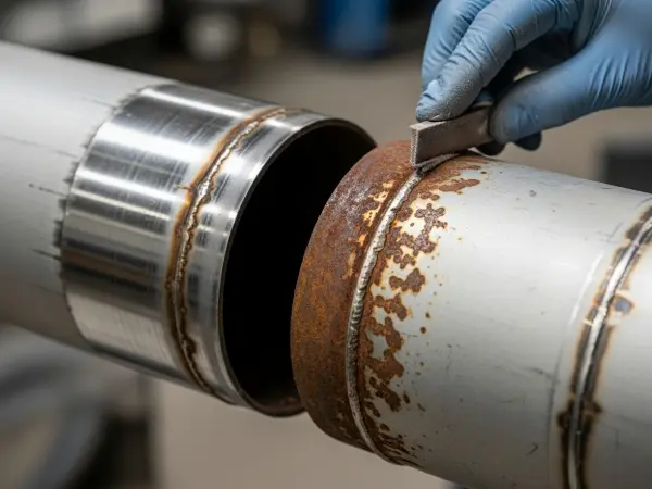 how to clean rust off stainless steel, remove rust from stainless steel, stainless steel scratch repair, cleaning stainless steel pipes, industrial rust removal